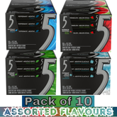 5 GUM Assorted Flavour Sugar-Free Chewing Gum – 15 Sticks per Pack – Pack of 10