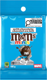 M&M's Marvel Limited Edition Minis Milk Chocolate Candy Snack Size Bag 100g | Pack of 12