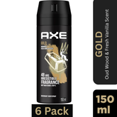 AXE GOLD Deodorant Body Spray for Men – Oud Wood & Vanilla scent – Pack of 6, 150ml per can