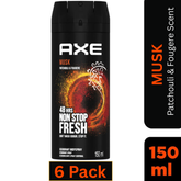 AXE Musk Deodorant Body Spray for Men 150ml Can – Pack of 6 – Patchouli & Fougere Scent
