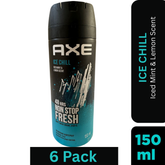 AXE Ice Chill Deodorant Body Spray for Men – 150ml Can Pack of 6