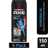 AXE Adrenalin Deodorant Body Spray for Men – Mandarin & Sandalwood – 150ml Can (Pack of 6)