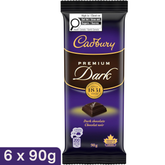 Cadbury Premium Dark Chocolate Bar — Pack of 6 × 90g