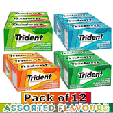 Trident Sugar-Free Chewing Gum – Assorted Flavours – 14 Pieces – Pack of 12