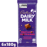 Cadbury Dairy Milk Fruit & Nut Milk Chocolate Bar — Pack of 6 × 180g