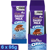Cadbury Dairy Milk OREO Milk Chocolate Bar — Pack of 6 × 95g