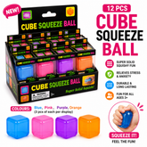 Dream Squishy Cube Stress Ball, Soft Squeeze Fidget Toy, 12 Piece Display Box
