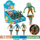Dream Zombie Candy Toy, 3 Spooky Designs, Halloween Figures with Candy, 12 Piece Display Box