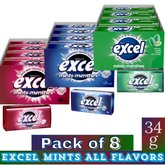 EXCEL Sugar-Free Breath Mints – Assorted Flavors – 34g Packs – Pack of 8