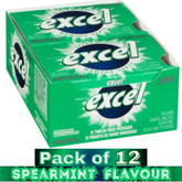 EXCEL Spearmint Flavour Sugar-Free Gum – 12 Packs (12 Pieces Each) | Sugar-Free Chewing Gum