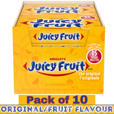 JUICY FRUIT Original Fruit Flavoured Chewing Gum – 15 Sticks per Pack – Pack of 10