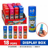 Jumbo Push Pop Candy, 5 Flavours Twist Cap Lollipop, 30g, 18 Count Display Box