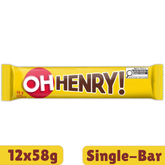 Oh Henry! Single Peanut Caramel Fudge Milk Chocolate Bar — Pack of 12 × 58g