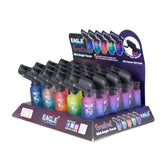 Side view of Eagle Torch PT116G – 20-count refillable gradient mini torch lighters with jet flame in assorted colors.