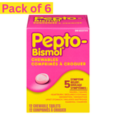 Pepto-Bismol Chewable Tablets 12ct Pack of 6 – Fast Relief for Nausea, Heartburn & Upset Stomach