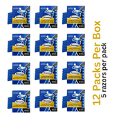 Personna Blue Twin Blade Disposable Razors with Lubricating Strip – 12 Packs per Box (5 Razors per Pack)