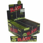 Diplay Box of RAW Black Organic Hemp King Size Slim Natural Unrefined Rolling Paper 50 Packs × 32 Leaves