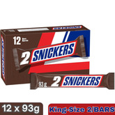 Snickers King Size Peanut Milk Chocolate Bars — Pack of 12 × 93g (2 Bars per pack)