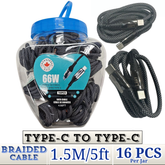 THUNDER BAY Type-C to Type-C Braided Fast Charging Cable 1.5m – Heavy Duty 5A USB-C Cable Wholesale