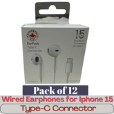 THUNDERBAY iPhone 15 EarPods with Type-C Connector – Wired Stereo Earphones for iPhone 15/ 15 Pro/ 15 Pro Max 12-Pack Wholesale Item No. E-WC90166