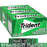 Trident Spearmint Flavour Sugar-Free Chewing Gum – 14 Pieces – Pack of 12