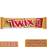 Twix King Size Caramel Cookie Milk Chocolate Bars — Pack of 12 × 85g (4 Cookie Sticks per pack)