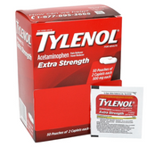 Tylenol Extra Strength 500mg Acetaminophen Caplets – 50 Pouches × 2 Caplets, Bulk Pain Relief