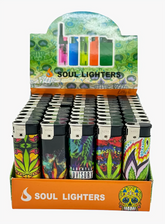 SOUL Classic Torch Lighter – Weed Printed Design | Pack of 50 | Jet Flame | Wholesale Butane Torch Lighter