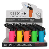 Xuper The Presser Refillable Torch Lighters – 20 Count Assorted Display Pack – Windproof and Child-Resistant
