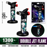 Soul Lighters Titan Roswell grey-alien dual-jet butane torch lighter, novelty print, 20 cm