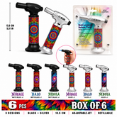 Soul Lighters 19400 Kaleido psychedelic butane torch lighter box of 6, matte black and silver, 13.5 cm