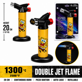 Soul Lighters Titan yellow-cartoon dual-jet butane torch lighter, novelty print, 20 cm