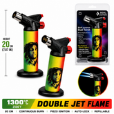 Soul Lighters Titan rasta gradient portrait dual-jet butane torch lighter, 20 cm