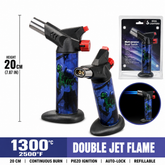 Soul Lighters Titan Revenant dual-jet butane torch lighter, demon warrior print, 20 cm