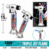 Soul Lighters Triton Marina beach pin-up triple-jet pistol-grip butane torch lighter, 15 cm