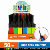 Soul Lighters Long Neck Torch Lighter, solid colours, Box of 50