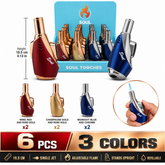 Soul Lighters Blowtorch Single-Jet Torch Lighter, two-tone metallic, 3 colours, 6-count