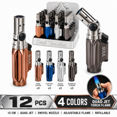 Soul Lighters Obelisk Quad-Jet torch lighter, faceted mirror-chrome, swivel nozzle, 4 colours