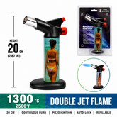 Soul Lighters Titan beach pin-up Rainbow dual-jet butane torch lighter, swimwear print, 20 cm