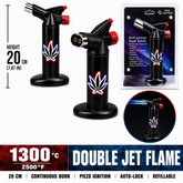 Soul Lighters Titan cannabis leaf dual-jet butane torch lighter, leaf print, 20 cm