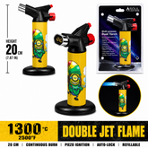 Soul Lighters Titan rasta-cartoon dual-jet butane torch lighter, novelty print, 20 cm