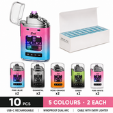 Soul Lighters Pulse Chroma Arc - USB-C Rechargeable Electric Arc Lighter, Flameless Dual Plasma, Windproof, 5 Gradient Colours (Box of 10)