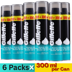 Gillette Sensitive Skin Shaving Foam 300ml – Pack of 6 Cans