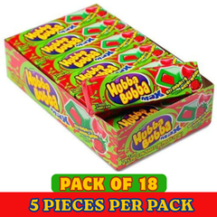 Hubba Bubba Strawberry Watermelon Bubble Gum – 5 Pieces per Pack – Pack of 18