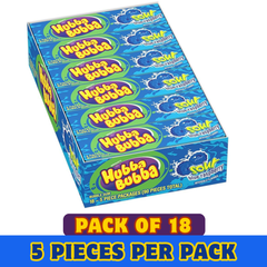Hubba Bubba Sour Blue Raspberry Bubble Gum – 5 Pieces per Pack – Pack of 18
