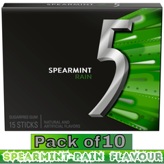 5 GUM Spearmint-Rain Flavour Sugar-Free Chewing Gum – 15 Sticks – Pack of 10