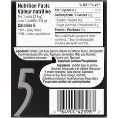 5 GUM Watermelon-Prism Electric Flavour Sugar-Free Chewing Gum – 15 Sticks – Pack of 10