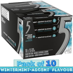 5 GUM Wintermint-Ascent Flavour Sugar-Free Chewing Gum – 15 Sticks – Pack of 10
