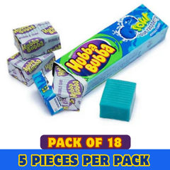 Hubba Bubba Sour Blue Raspberry Bubble Gum – 5 Pieces per Pack – Pack of 18