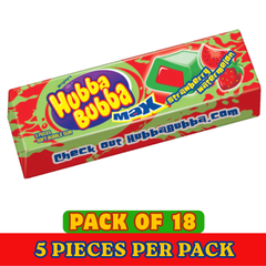 Hubba Bubba Strawberry Watermelon Bubble Gum – 5 Pieces per Pack – Pack of 18